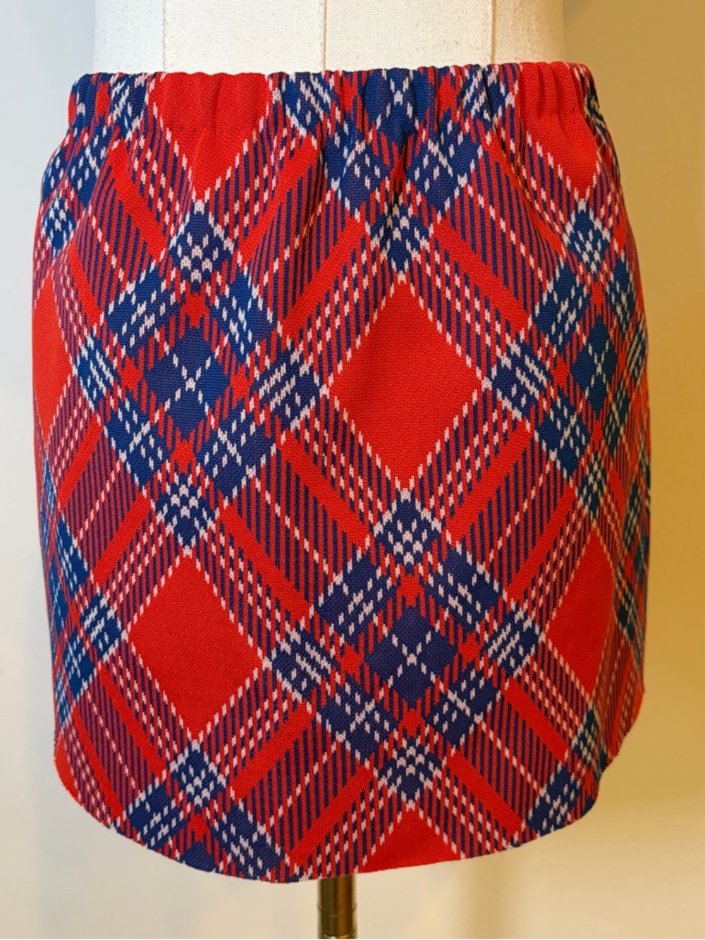 Vintage Red & Blue Plaid Mini Skirt